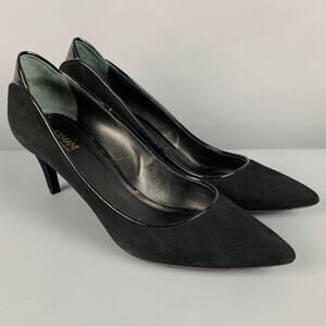 ARMANI COLLEZIONI Size 9.5 Black Suede Patent Leather Classic Pumps